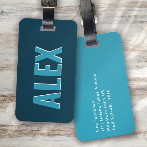 Personalized Blue Monogram Shadow Luggage Tag