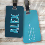Personalized Blue Monogram Shadow Luggage Tag<br><div class="desc">Liven up your luggage with this personalized design that's perfect for travellers</div>