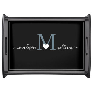 Personalized Blue Monogram w/ First Names Serving Tray