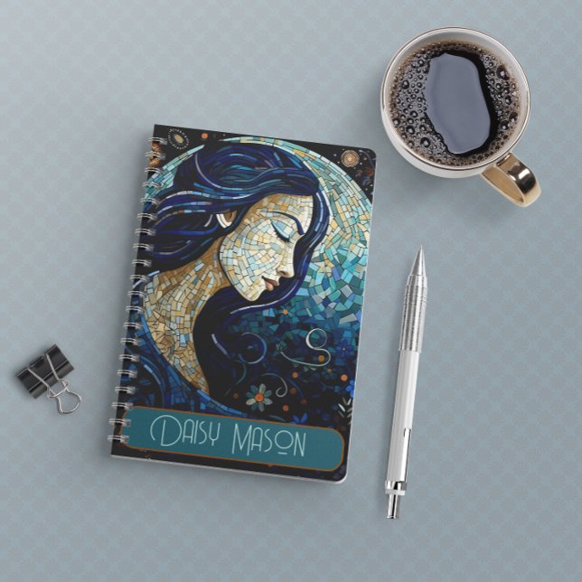 Personalized Blue Moon  Mosaic Portrait  Notebook (Creator Uploaded)