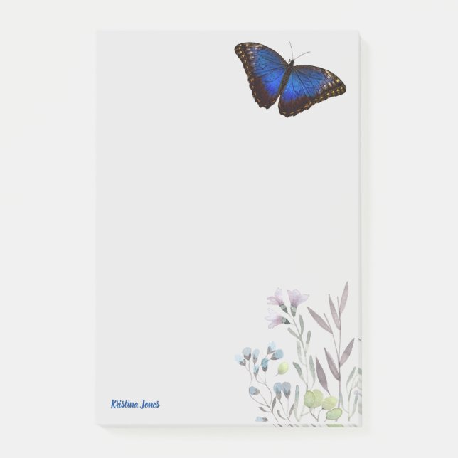 Personalized Blue Morpho Butterfly Wildflowers  Post-it Notes (Front)