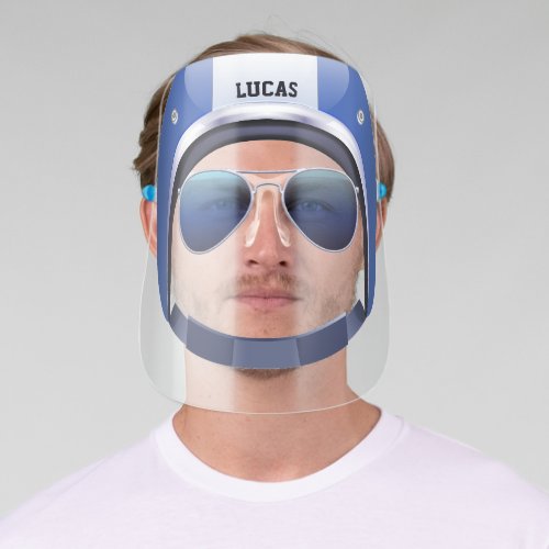 Personalized Blue Motorcycle Helmet  Sunglasses Face Shield