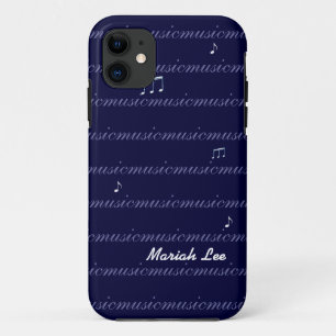 personalized blue music notes iPhone 11 case