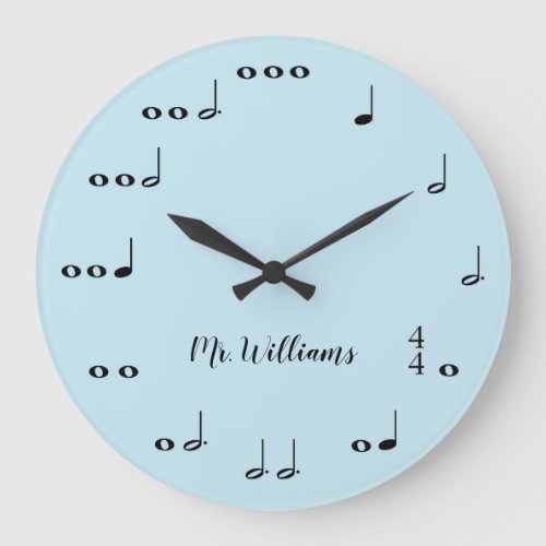Personalized Blue Music Notes Round Clock