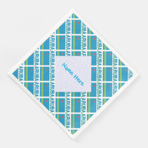 Personalized Blue Name Aruba Flag Tiled Paper Dinner Napkins