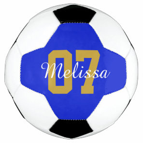 Personalized Blue Name Number Soccer Ball