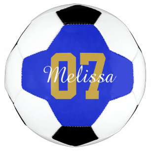 Personalized Blue Name Number Soccer Ball