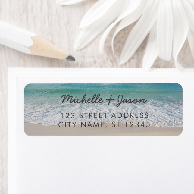 Personalized Blue Ocean Summer Beach Waves Label (Insitu)