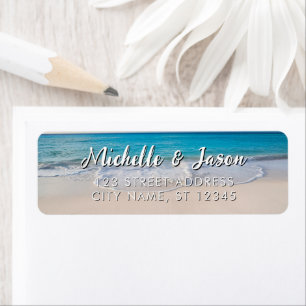 Personalized Blue Ocean Summer Beach Waves Label