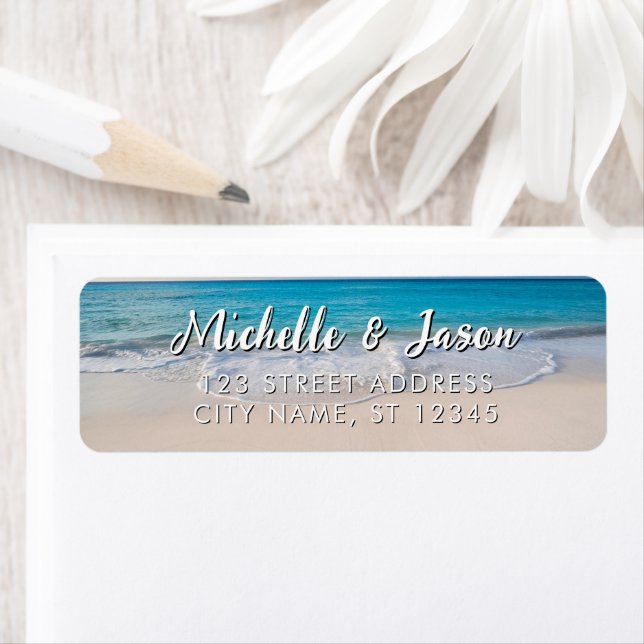 Personalized Blue Ocean Summer Beach Waves Label (Insitu)