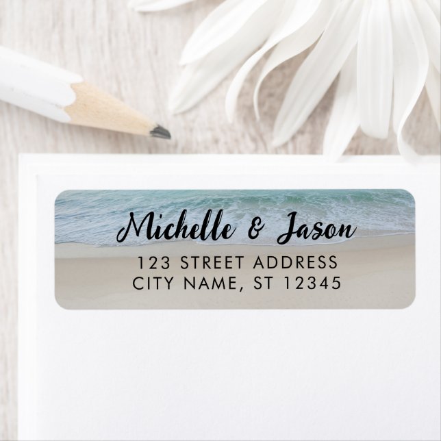 Personalized Blue Ocean Summer Beach Waves Label (Insitu)