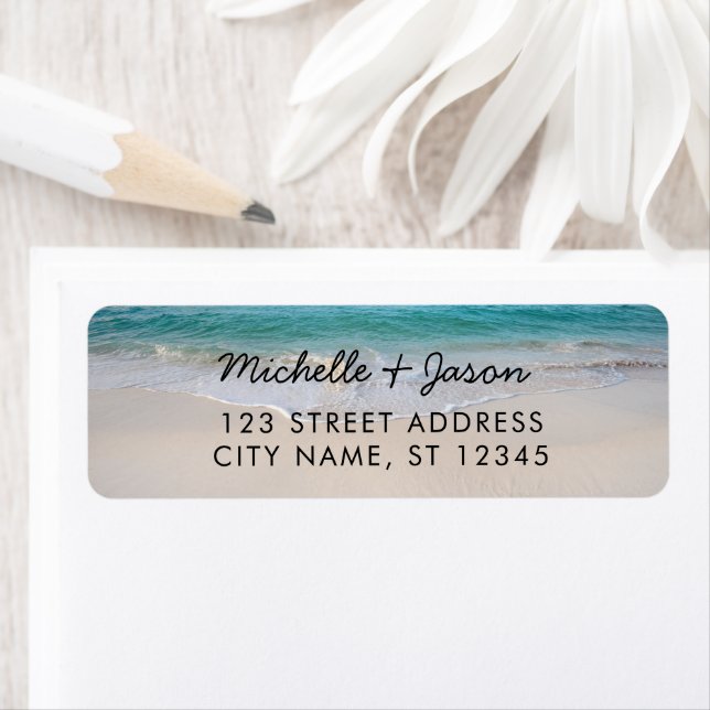 Personalized Blue Ocean Summer Beach Waves Label (Insitu)
