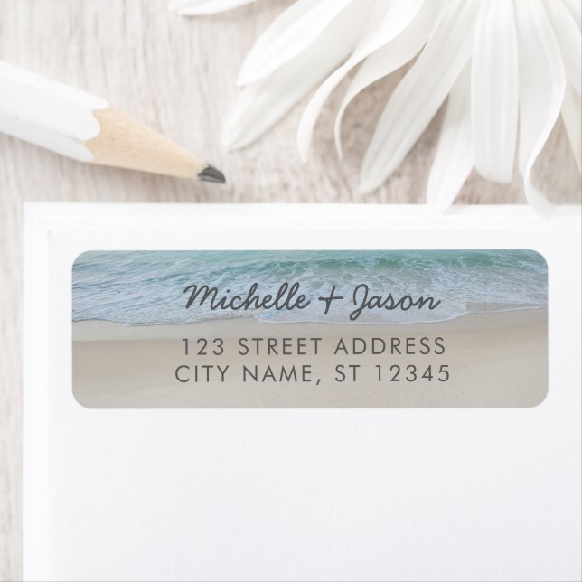 Personalized Blue Ocean Summer Beach Waves Label (Insitu)