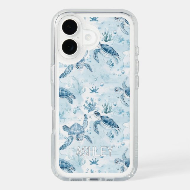 Personalized Blue Ocean Under The Sea Turtles Speck iPhone Case (Front)