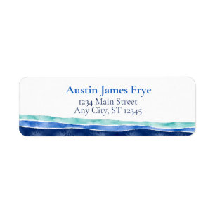 Personalized Blue Ocean Watercolor Return Address Label