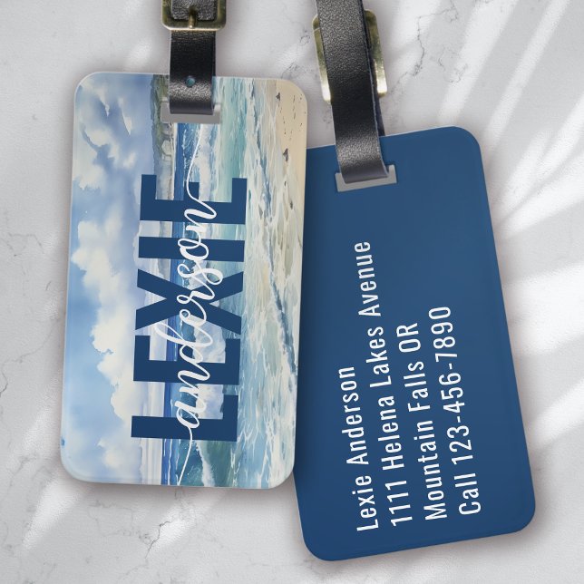 Personalized Blue Ocean Waves Luggage Tag (Creator Uploaded)