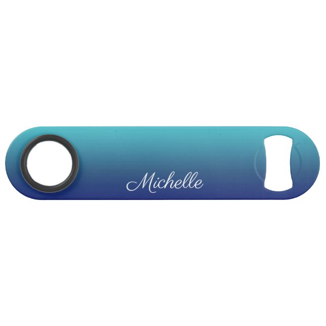 Personalized blue ombre gradient bar key (Front (Horizontal))