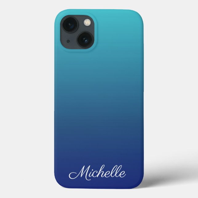 Personalized blue ombre gradient Case-Mate iPhone  Case (Back)
