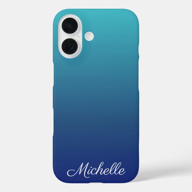Personalized blue ombre gradient Case-Mate iPhone case (Back)