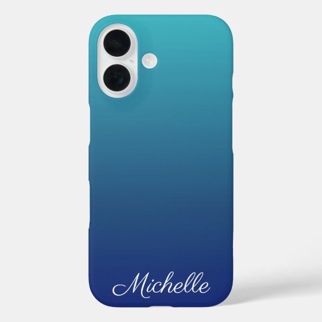 Personalized blue ombre gradient Case-Mate iPhone case (Back)