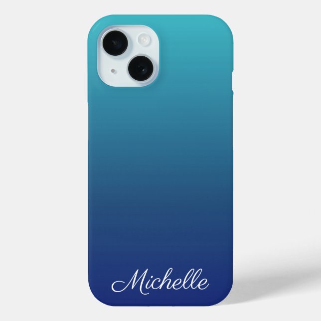 Personalized blue ombre gradient  Case-Mate iPhone case (Back)