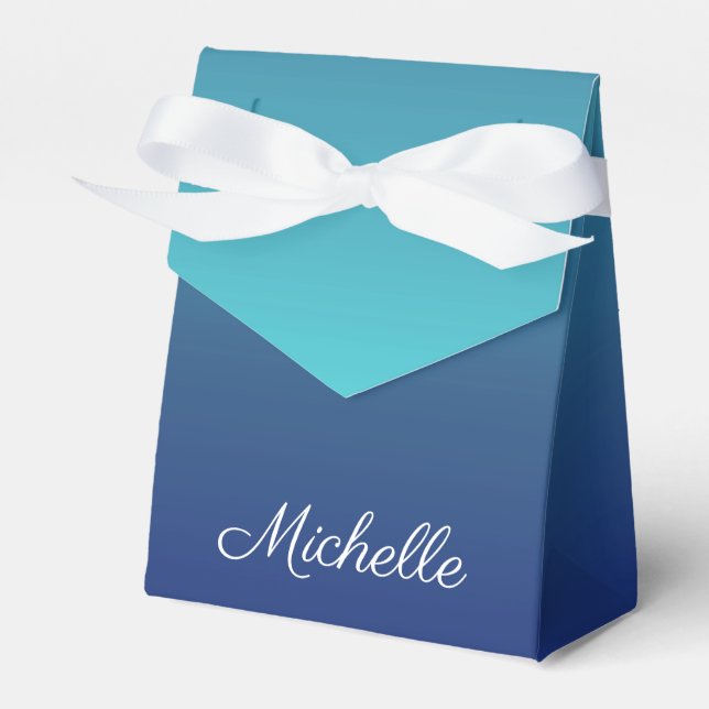 Personalized blue ombre gradient favor boxes (Front Side)
