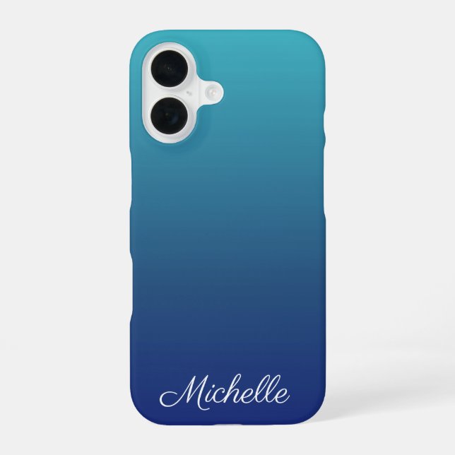 Personalized blue ombre gradient iphone case (Back)