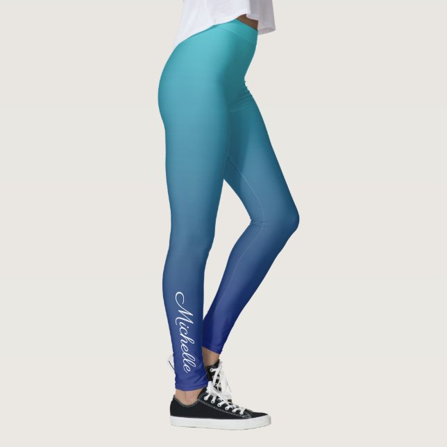 Personalized blue ombre gradient leggings (Right)
