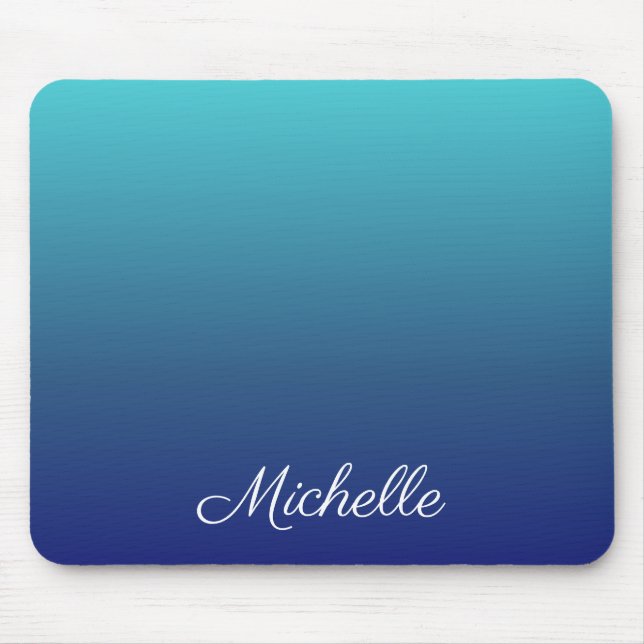 Personalized blue ombre gradient mouse pad (Front)