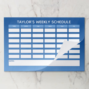 Personalized Blue Ombre Weekly School Schedule Paper Pad