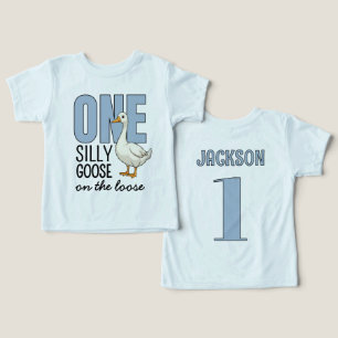 Personalized Blue One Silly Goose First Birthday Toddler T-shirt