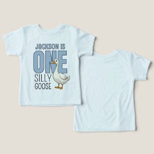 Personalized Blue One Silly Goose First Birthday Toddler T-shirt
