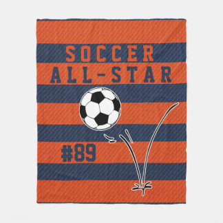 Personalized Blue & ORANGE SOCCER Fleece Blanket