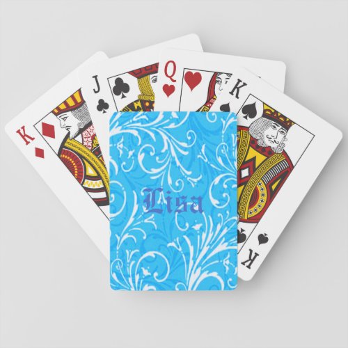 Personalized Blue Ornamental Playing Cards