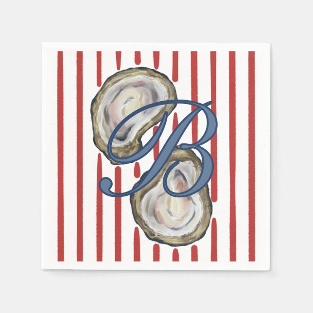 Personalized Blue Oyster Shells Napkins (Front)