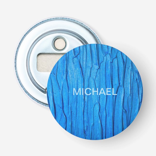 Personalized Blue Paint Bottle Opener (Front)
