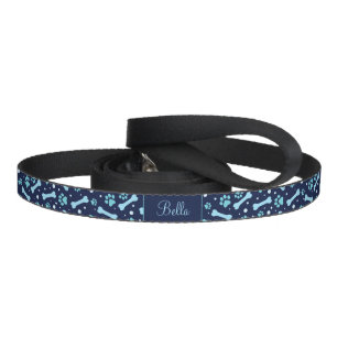 Personalized Blue Paw Prints Dog Pet Leash