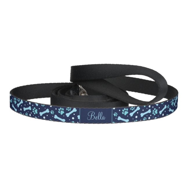 Personalized Blue Paw Prints Dog Pet Leash (Handle)
