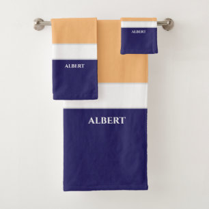 Personalized Blue Peach Bath Towel Set