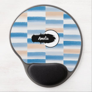 Personalized Blue Peach Watercolor Gel Mouse Pad