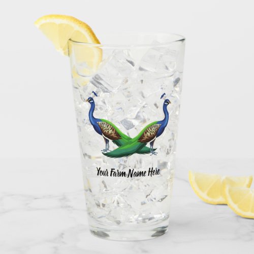 Personalized Blue Peacock Farm Glass