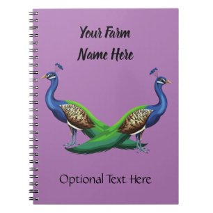 Personalized Blue Peacock Farm Purple Notebook