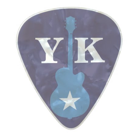 Personalized Blue Pearl Celluloid Guitar Pick