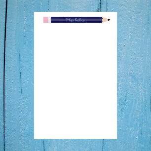 Personalized Blue Pencil Teacher Custom Stationery