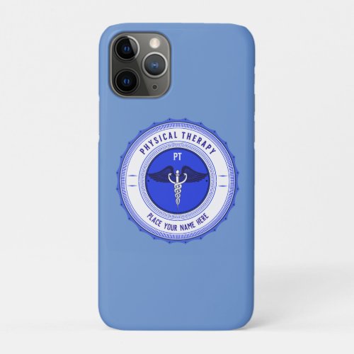 Personalized Blue Physical Therapy Caduceus iPhone 11 Pro Case