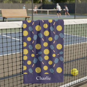 Personalized Blue Pickleball Beach Towel