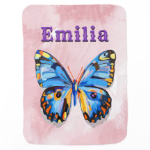 Personalized Blue Pink Butterfly Custom Preppy