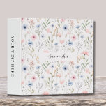 Personalized Blue Pink Floral  3 Ring Binder<br><div class="desc">Personalized blue pink floral 3 ring binder.. Easy to change the text. Pretty watercolor floral for spring and summer.</div>