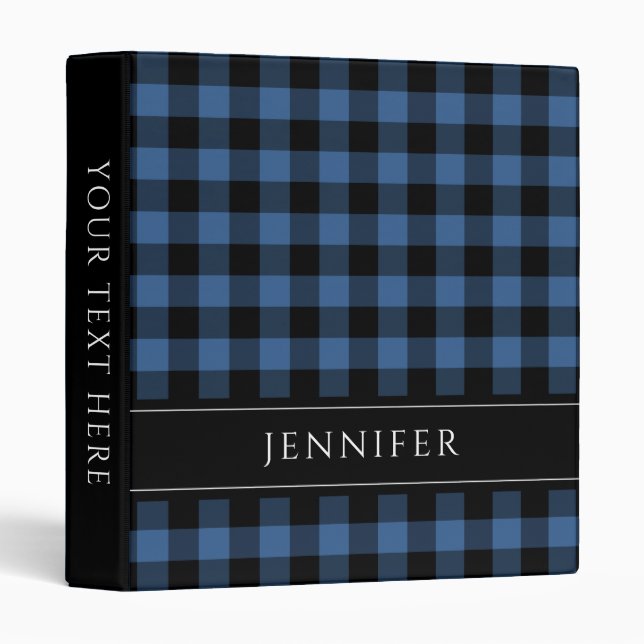 Personalized Blue Plaid 3 Ring Binder (Front/Spine)