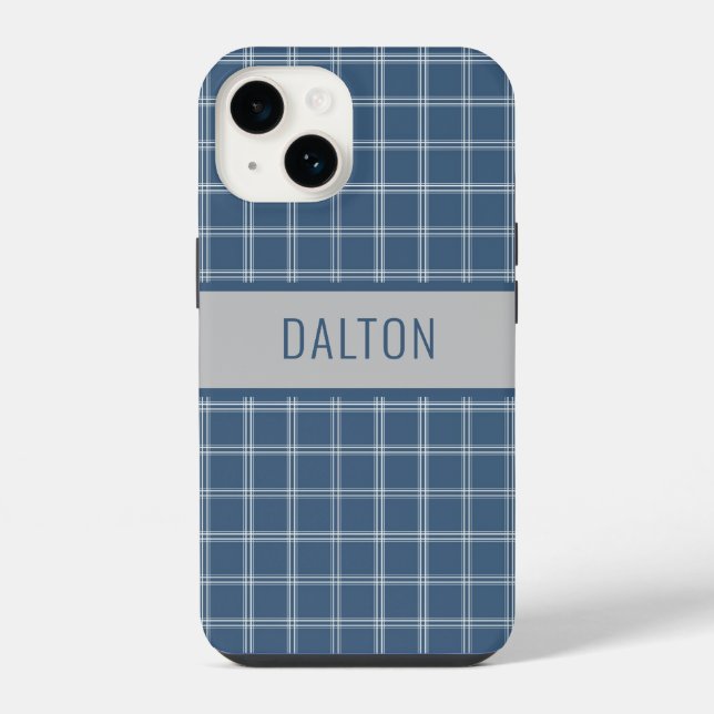 Personalized Blue Plaid Phone Case (Back)